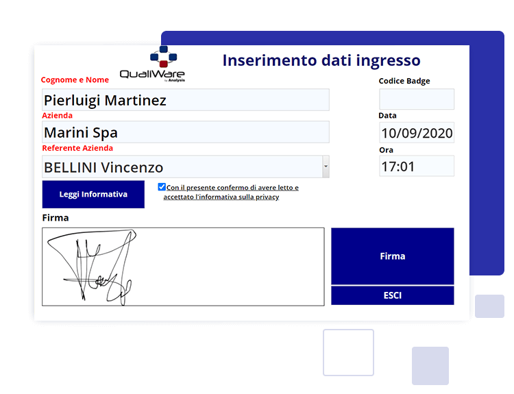 Registrazione accessi in azienda